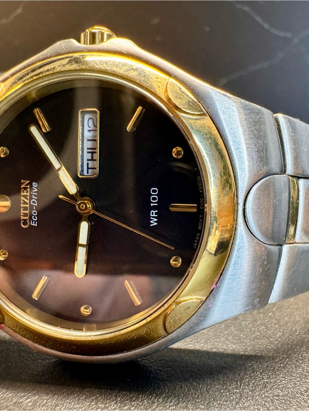 Citizen Eco-Drive WR100 100m Two-Tone Stainless Black Dial Day-Date Watch